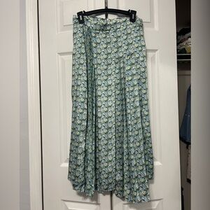 Zara A-Line Floral Skirt - Blue and White